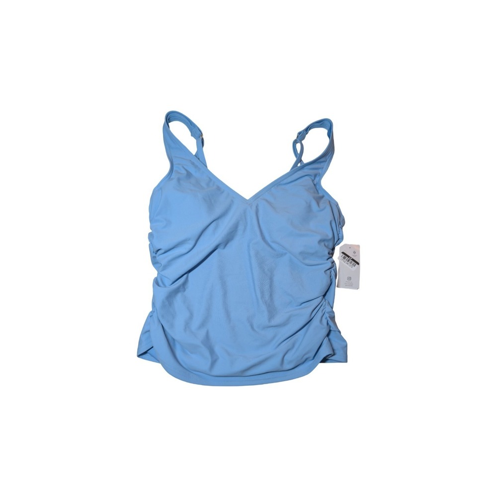 ⭐D2 Lands' End Light Blue/Gray Shirred Body Underwire Tankini Swim‎ Top - Size 8